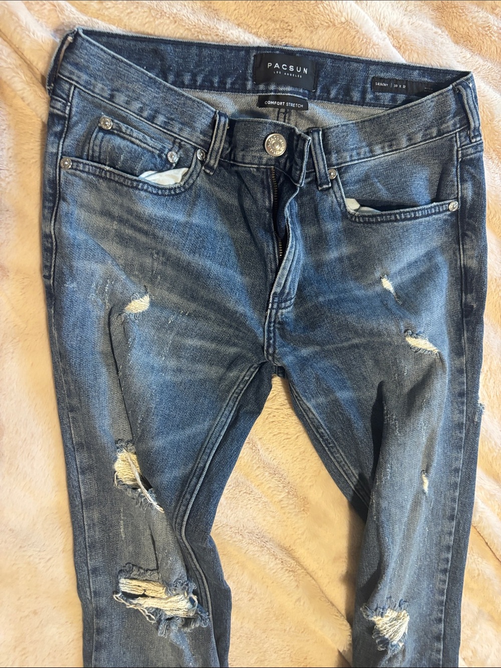 PacSun Men's Ripped Blue Skinny Jeans